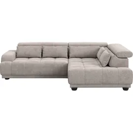 Cotta Ecksofa Jade L Form, Breite: 270 cm, mit Kopfteilverstellung & Nierenkissen, optional elektr. Sitztiefenverstellung grau