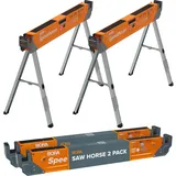 BORA Arbeitsböcke mit robustem Stahlrahmen, Arbeitsbock 2er set. Unterstellblock mit Metallbeine und 2x4 Halterung, Orange/Abendrot im Zickzackmuster (Sunset Chevron)