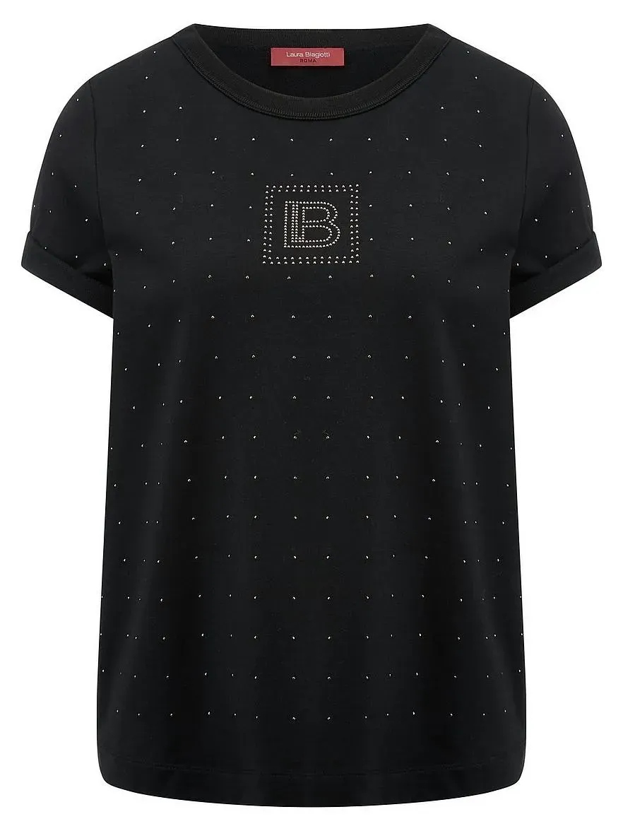 Rundhals-Shirt Laura Biagiotti Roma schwarz, 38