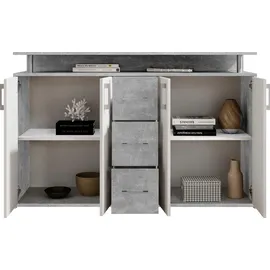 HBZ Sideboard 139 x 90 x 34 cm Grau / Weiß