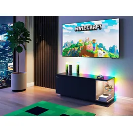 Phoenix Minecraft Lowboard 125x50x40 cm Schwarz Holzwerkstoff