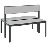 C+P Umkleidesitzbank Basic Plus, Länge 1.000 mm, doppelseitig, mit Rückenlehne, schwarzgrau/silbergrau