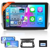 【8 Kern 2+64G】 Hodozzy Carplay Android Auto Autoradio für Peugeot 208/2008 2012-2018, Android Autoradio mit Navi,10 Zoll Touchscreen mit/WiFi/GPS/RDS/FM/Bluetooth/USB/DSP