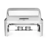 HENDI Chafing Dish, Rolltop, mit GN1/1 Behälter, 2X Brennpastenbehälter, leiser Schließmechanismus, hochglanzpoliert, Warmhaltebehälter, Speisewärmer, 65mm tief, 9L, 660x490x(h)460mm - Hendi