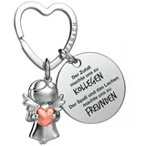 FABACH Beste Kollegin Schlüsselanhänger Schutzengel Glücksbringer mit Herz und Gravur - Abschied Kollege Abschiedsgeschenk - Geschenke Arbeitskollegin Geschenk für Kollegin mit Herz - Einheitsgröße