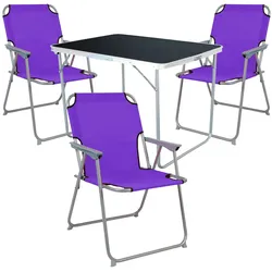 4-tlg Camping Set Gartenmöbel Campingtisch + 3 Campingstuhl Klappstuhl