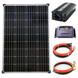 solartronics Komplettset 1x100Watt 12Volt 1000mm Spannungswandler 600W 10A Laderegler gelb Inselanlage