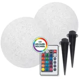EasyMaxx Solarleuchte Kunststoff 30 cm x 30 cm x 26,5 cm 2er Set grau/weiß