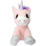 depesche ylvi and the minimoomis Depesche 12278 Ylvi - Kuscheltier Einhorn Rosa, mit Regenbogen Mähne, ca. 21 cm großes Plüschtier mit Glitzer und Silber-Akzenten