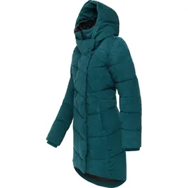 Ragwear Damen Langer Wintermantel wasserdicht in Kord-Optik warmer Steppmantel mit Samt-Haptik Pavla Cordy YOUMODO Ocean Green Gr. 3XL - 3XL