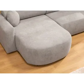 Mirjan24 Ecksofa Nicelo, Wohnzimmer L-Form mit Bettkasten und Schlaffunktion, Dekorative Kissen-Set, Seite universal (Farbe: Velo 635) - Grau