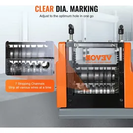 Vevor Kabelabisoliermaschine Elektrisch φ1,5-25mm Kabelschälmaschine 60W Abisoliermaschine 7 Abisolierkanäle Abisolierzange 65-Mn-Federstahl Klinge Ideal zum Abisolieren von Kupferdraht