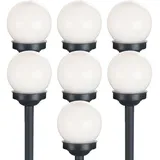 ETC Shop Kugelleuchte Solar 10 cm Solarleuchte Kugel Garten LED Gartendeko Solarkugel für Außen klein, Leuchtdauer ca. 6-8 Stunden, H 38 cm, 7er Set