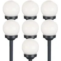 ETC Shop Kugelleuchte Solar 10 cm Solarleuchte Kugel Garten LED Gartendeko Solarkugel für Außen klein, Leuchtdauer ca. 6-8 Stunden, H 38 cm, 7er Set