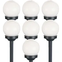 ETC Shop Kugelleuchte Solar 10 cm Solarleuchte Kugel Garten LED Gartendeko Solarkugel für Außen klein, Leuchtdauer ca. 6-8 Stunden, H 38 cm, 7er Set