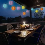 MARELIDA LED Solar Lichterkette LAMPIONS - 10 bunte 8 Funktionen - Lichtsensor - bunt