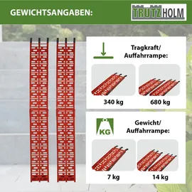 Trutzholm Auffahrrampe 228 cm 680 kg klappbar Aluminium gelocht rot 2 St