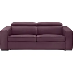 Schlafsofa EGOITALIANO "Cabiria, Design und super Sitz- und Liegekomfort", lila (plum), B:226cm H:97cm T:103cm, Sofas, Sofa inkl. Schlaffunktion, Kopfteile verstellbar, mit Metallfüßen