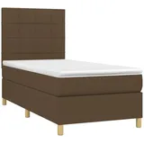 vidaXL Boxspringbett mit Matratze & LED Dunkelbraun 100x200 cm Stoff