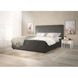 Boxbett INOSIGN "Mona", schwarz (obsidian), B:184cm L:215cm, Massivholz, Spanplatte, Polyester, Komplettbetten, Boxspringbett, mit 4 Schubladen