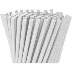 WISEFOOD 100 Strohhalme - Papier Strohhalme Ø 8x145mm weiß - Trinkhalm Pappe