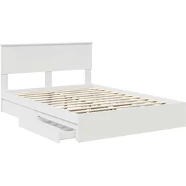 vidaXL Aufbewahrungsbett mit Kopfteil Weiß 140 x 190 cm Holzwerkstoff