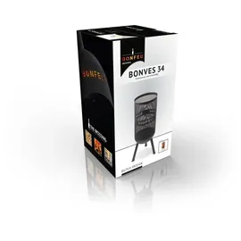 Bonfeu Bonves Ø 34cm Schwarz - Feuerkorb für den Garten - Feuertonne & Feuerstelle - Feuerschale Feuerkorb aus Stahl - Grillrost & Schürhaken zu...
