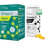 Omega 3 Vegan - Algenöl Kapseln Hochdosiert - 600 mg DHA + 200 mg EPA - life’s OMEGA Formel - 100% Pflanzlich, Nachhaltig und Ohne Zusätze - Omega 3 Algae (60 Kapseln)