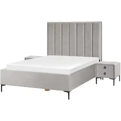 Schlafzimmer komplett Set 3-teilig grau 140 x 200 cm SEZANNE