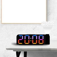 CNANRNANC Projektionswecker Multifunktionale LED Projektionsuhr mit bunter Temperaturanzeige Digitalwecker für Schlafzimmer 19 * 6,5 * 3cm(Black)