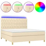 vidaXL Boxspringbett mit Matratze & LED Creme 160x200 cm Stoff