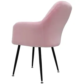 ECD Germany 2er Set Esszimmerstühle Küchenstühle Rosa aus Samt