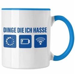 Trendation Tasse Trendation – Dinge Die Ich Hasse Tasse Lustige Nerd Kaffeetasse Wlan Akku Loading 5. 6. 7. Geburtstag blau