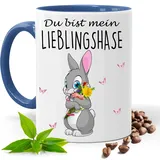 Ostern Geschenke, Ostergeschenk, Ostertasse du bist mein Lieblingshase |Geschenk Idee| Kaffee Tee Tasse | Fototasse, Motivtasse | Kaffeetasse, Teetasse |Keramik (Blau)