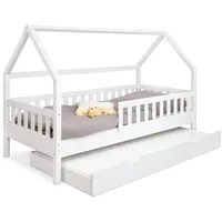 Ehrenkind Ehrenkind® Hausbett Lille | Kinderbett mit abnehmbaren Rausfallschutz aus Massivholz FSC® zertifziert inkl. Bettkasten | Hausbett 90x200 | Kinderbett 90x200 Weiß