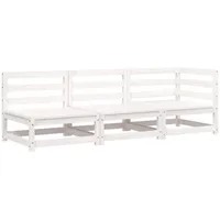 vidaXL Gartensofa 3-Sitzer Weiß Massivholz Kiefer
