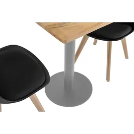 sam möbel gmbh Bistrotisch massiv Akazie naturfarben eckig Runde Kante 60 cm Säulengestell rund silber EMILE