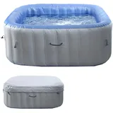 Whirlpool HWC-N97, Ersatz-Pool 5 Personen, In-/Outdoor aufblasbar PVC laminiert, eckig 180cm, grau-blau