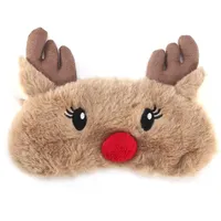 Augenschutz Schlafmaske 5 Farben Niedliche Tieraugenschutz Schlafmaske Weihnachten Hirsch Winter Karton Nickerchen Augenschutz Maske(Elch)