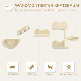 PawHut Kletterwand 4 tlg. 40 cm x 12 cm beige