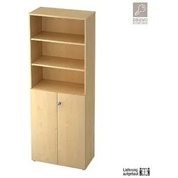 Hammerbacher Profi - Abschließbarer Schrank 6 OH / 2 Türen (3 OH) + offene Front / Breite: 80 cm / Inkl. Streifengriff / Verschiedene Dekore erhältlich - Art-Nr: v268t3/3/3/sg