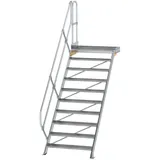 Günzburger MUNK Treppe mit Plattform 45° Stufenbreite 1000 mm 10 Stufen Aluminium geriffelt