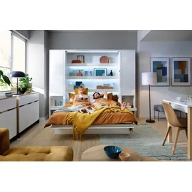 yourhouse24 Wandklappbett Bed Concept 180x200 Schrankbett Vertikal Wandbett Gästebett Weiß - Weiß