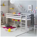 Homestyle4u Hochbett 90x200 Massivholz Kiefer Weiß Spielbett Kinderbett Leiter Rutsche Grau Holz - weiß