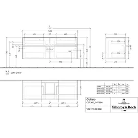 Villeroy & Boch Waschbeckenunterschrank 4 Auszüge 140 x 54,8 x 50 cm Glossy Grey