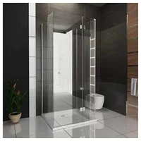 Alpenberger Eckdusche U-Form Duschkabine - Komplettdusche 3 Seitig Duschabtrennung, BxT: 100x80 cm, ESG Sicherheitsglas, Duschglas mit Antikalk Nano Beschichtung weiß 100 cm x 195 cm x 80 cm