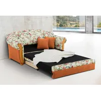 Home Affaire "Milano, Schlafsofa im Landhaus-Stil, bequem, Liegefläche 188/124cm", bunt (terrakotta, geblümt), B:174cm H:87cm T:88cm, Chenille (70% Polyacryl, 30% Polyester) auf Korpus und Zierkissen, Sitz und Rücken im Blumenmuster »Paradise« (100%