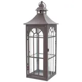 Dekoleidenschaft große Laterne aus Metall & Glas, 45 cm hoch, Gartenlaterne, braun,
