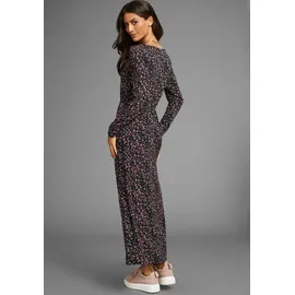 LAURA SCOTT Jerseykleid Midilänge Geblümt Schwarz/Rosa 38