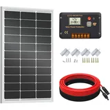 ECO-WORTHY 100W 12V Solarpanel Kit für Wohnmobil Boot 12V Batterie: 100W Monokristallinem Solarmodul+30A Solarladeregler+Solarkabel+Z-Befestigungsklammern